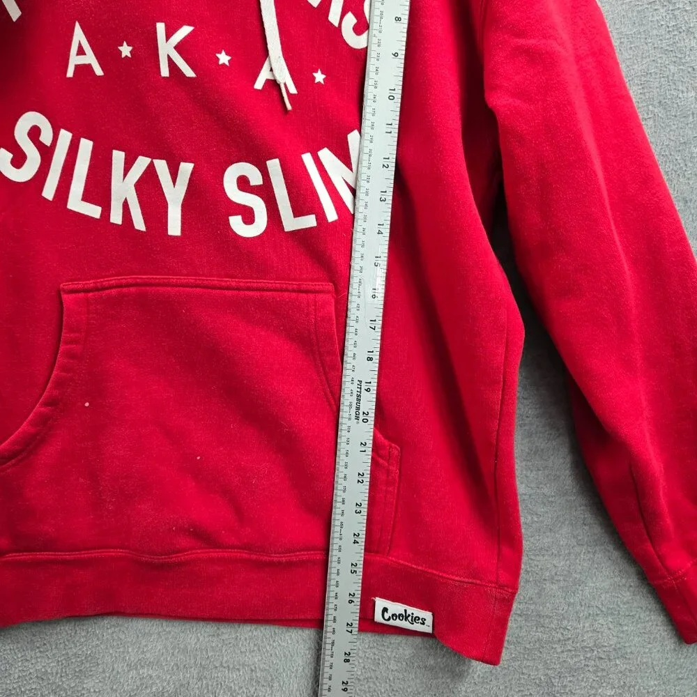 Cookies Men Hoodie S Red Andre Hicks Silky Slim‎ Logo Graphic Print Long Sleeve